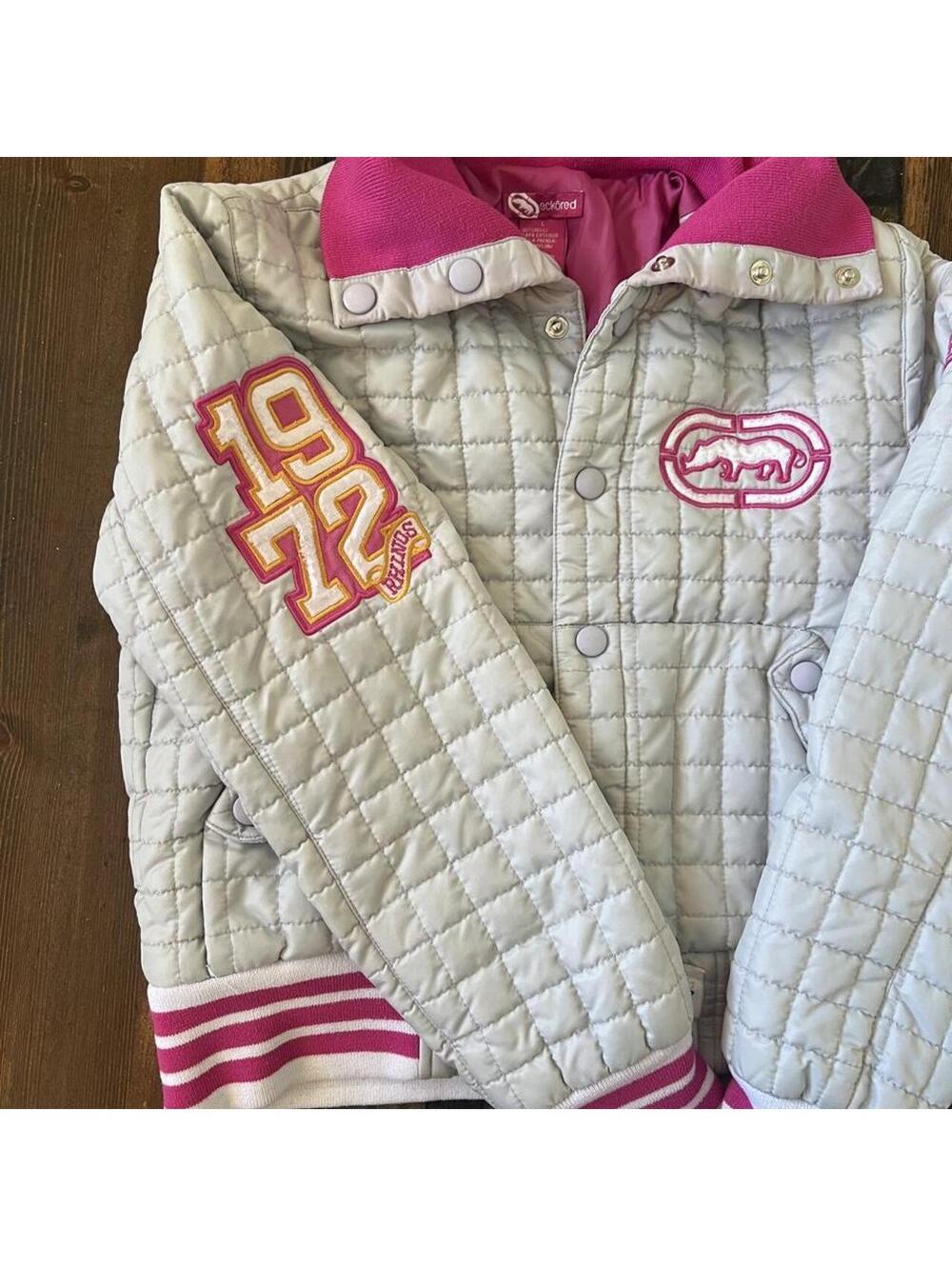 Vintage Y2K Ecko Red Quilted Bomber Jacket McBling Fairy Size Large Fits Small - Picture 5 of 8